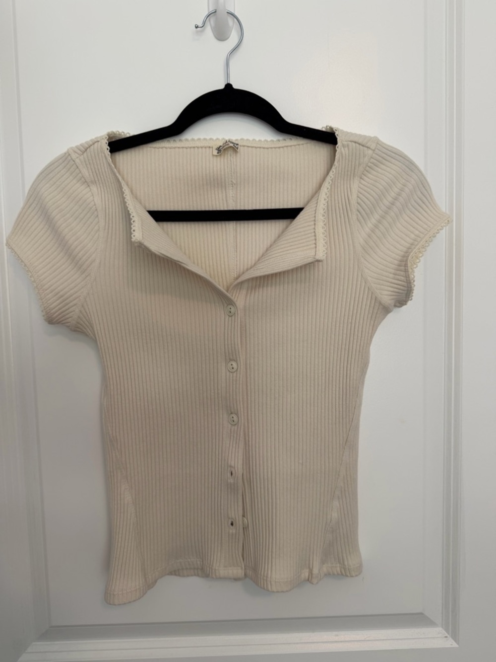 Free People Ribbed Button-Front Top